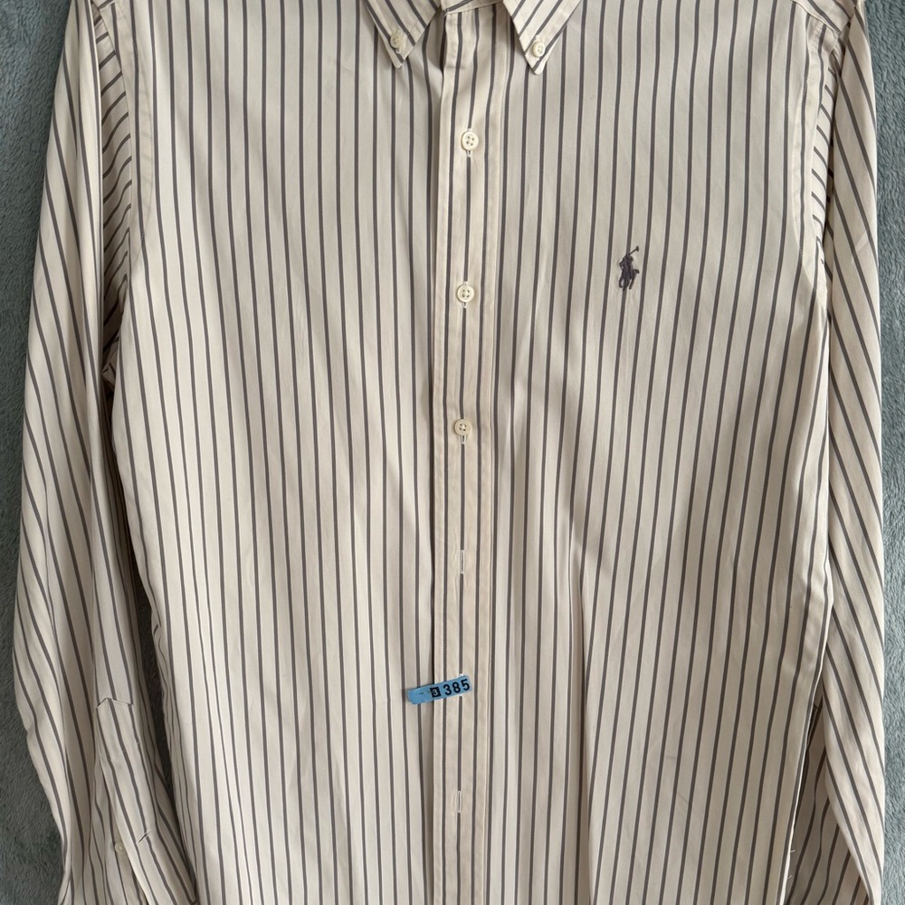 Polo by Ralph Lauren Men's Striped Shirt - Cream and Gray